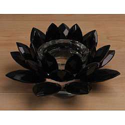 Black Crystal Lotus Candle Holder  