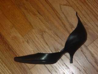   Italian Tondowski Black leather shoes pointed toe pointy pumps 5.5