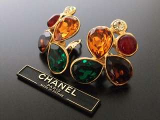 Authentic Chanel Vintage multi rhinestone clip earrings  