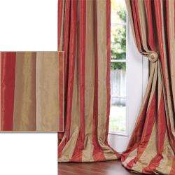   Tan Striped Faux Silk Taffeta 96 inch Curtain Panel  