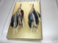 Handcrafted Earrings, Unique Feather, Leather Hawaii  