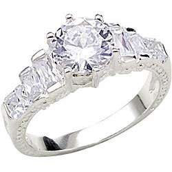   14k White Gold Overlay Stairway to Heaven CZ Ring  