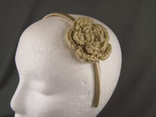 Cream crochet flower thin skinny headband 3/8 wide NEW  