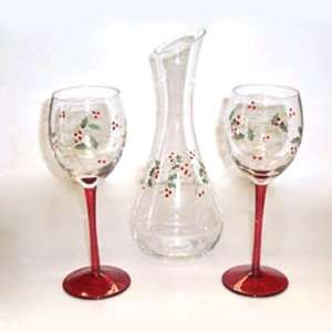 Pfaltzgraff Winterberry Wine Glasses and Carafe, Set of 2  