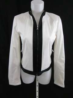 LAUNDRY Black White Zip Up Blazer Jacket Coat Sz 6  