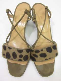 LADY CONTINENTAL Tan Leopard Heels Sandals Sz 37.5 7.5  