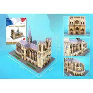  Notre Dame de Paris Cathedral, 74 Piece 3D Jigsaw Puzzle 