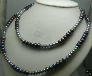 Freshwater Black and Grey Pearl Necklace 46 Long  