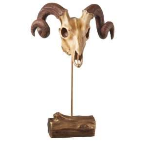  Pack of 2 Hunting Lodge Ram Horn Skull Table Top Statues 
