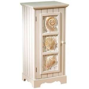  Seashells Whitewash Single Door Cabinet: Home & Kitchen