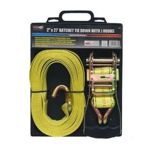   Inch x 27 Foot Ratchet Tie Down Straps with J Hooks