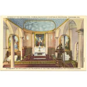   Old Cathedral showing painting of the Crucifixion   Vincennes Indiana