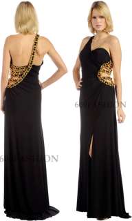 F630 Black Stratched Open Side Chain Pageant Occasion prom dress 