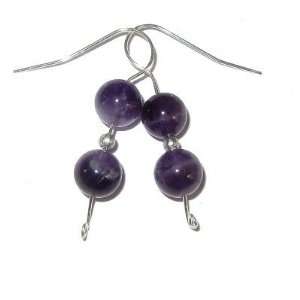 Amethyst Earrings 01 Purple Silver Spiral Crystal Healing Gemstone 1.5 