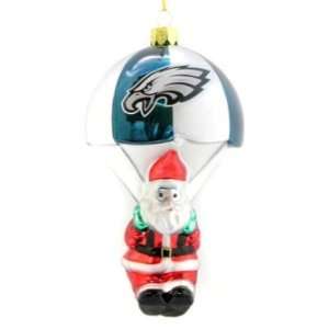  Philadelphia Eagles Parachuting Santa Glass Ornament 