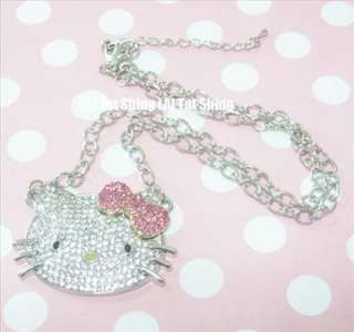 Hello Kitty Face Bling Rhinestone Pendant Necklace N02  