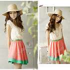 Womens Colorful Casual Stripes Sundress Mini Dress Jumper Skirt With 