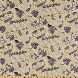   Wishes Words Cream/Violet Fabric By The Yard Arts, Crafts & Sewing