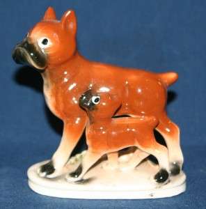 Vintage Boxer Family Dog Figurine Japan Plynth RARE Old  