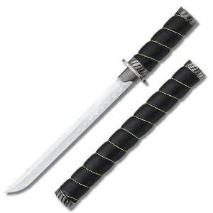  Black Samurai Tanto with Leather Wrap: Sports & Outdoors