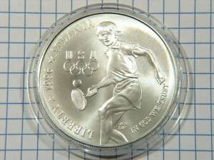 1996 D Olympics Commemorative Silver Dollar Tennis Gem Uncirculated 