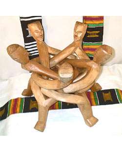 Carved Wood Five head Unity Statue (Ghana)  