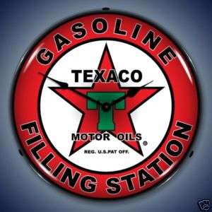 NEW TEXACO GAS FILLING STATION BACKLIT LIGHTED CLOCK  