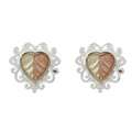 Black Hills Gold over Silver Filigree Heart Stud Earrings 