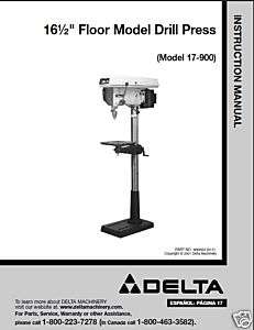 Delta 16 1/2 Drill Press Instruction Manual #17 900  