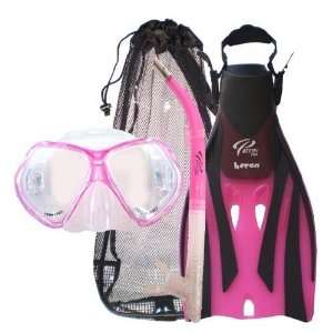  Fins & Carry Bag   Pink (Size Small to Medium 4 8)