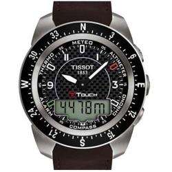 Tissot Mens T Touch Expert Brown Leather Strap Chronograph Watch 