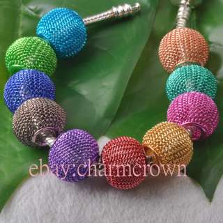 40pcs Mix Color Metal Beads Fit Bracelet CS7442 16mm Free Ship  