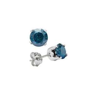  1CTW Color Treated Blue Diamond Stud Earrings Jewelry