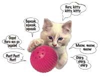 Kitty Babble Ball is rigid with grooves, and makes 6 different sounds 