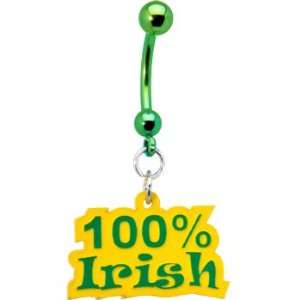    Handcrafted Yellow Green 100 Percent Irish Belly Ring Jewelry
