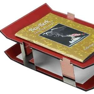  Double Letter Tray, Red Leather, tarnish proof, D1626 