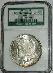 1887 Morgan Silver Dollar    Binion Collection    NGC MS64 (Star 