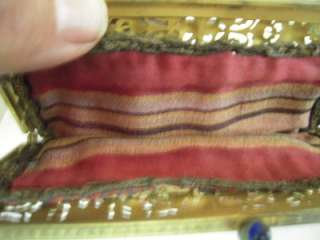   ANTIQUE RED & GOLD BEADED PURSE W/JEWELED FRAME 9 X 7  