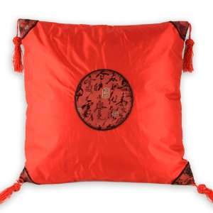 Silky Decorative Circle Pattern Cushion Cover / Pillow Case   Red with 