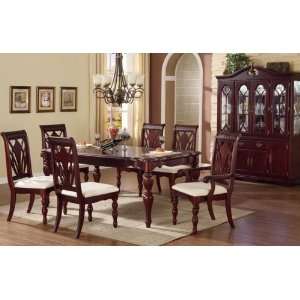 Wooden Dining Table with Leaf and 4 High Back Fabric Seat Side Chairs 