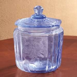  Ice Blue Glass Biscuit Jar: Kitchen & Dining