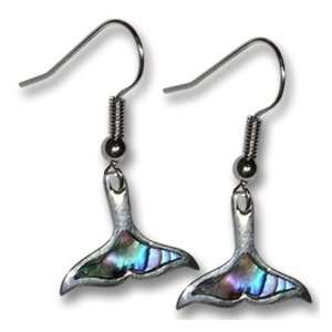  Hawaiian Paua Hook Earrings Whale Tail