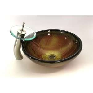  3/4 Thickness Bathroom Round Mix Color Glass Vessel Sink 