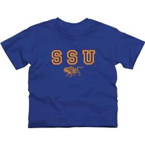   Savannah State Tigers Youth Wordmark Logo T Shirt   Royal Blue Sports