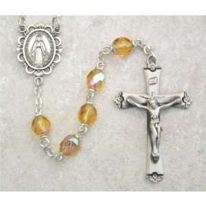   6mm Sterling Silver Crucifix and Center November Yellow Topaz: Jewelry