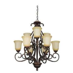  29 9 Light Chandelier   Mahogany