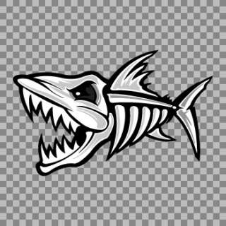 Decal Stickers Aungry Skull Skeleton Fish Attack XRX62  