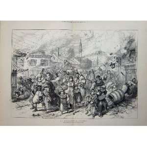  1877 War Bombardment Rustchuk People Street Bombs
