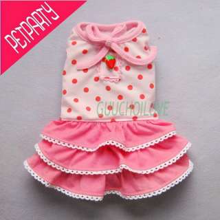 Pink Sweetie Tiered For Dog Clothes Pet Dress Mini Skirt Dots Free 