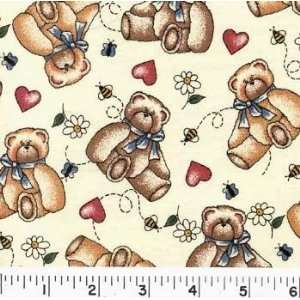  45 Wide LOVABLE BEARS Fabric By The Yard: Arts, Crafts 